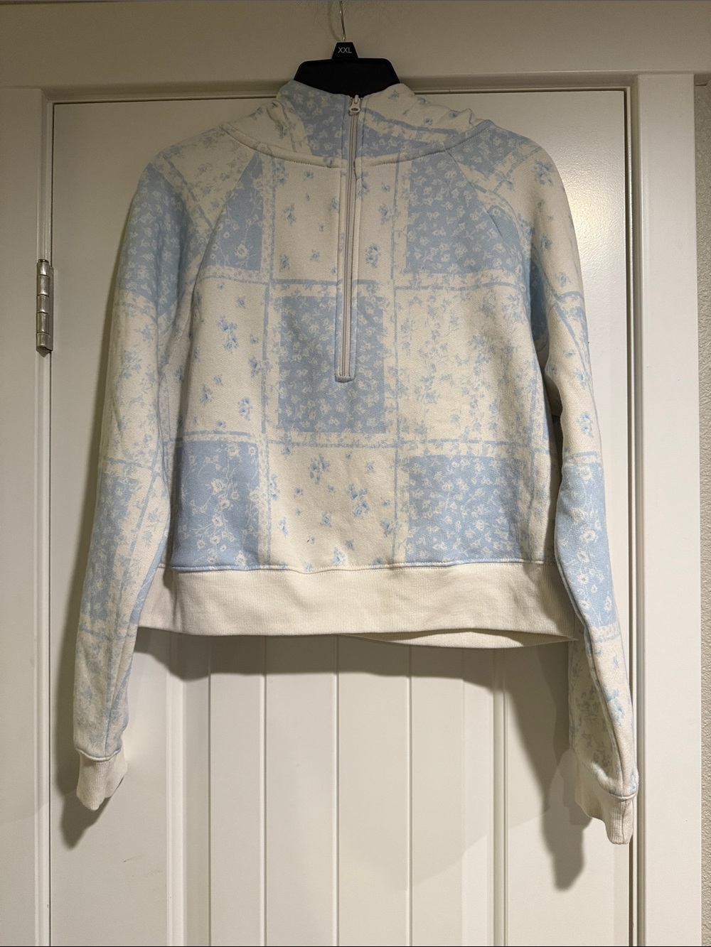 Light Blue & Cream Half-Zip Pullover Sweatshirt